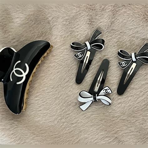 chanel pearl hair pins|chanel hair claw clip.